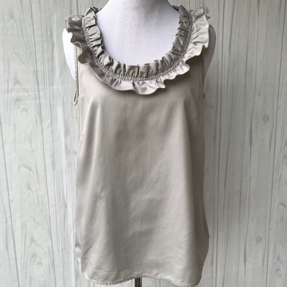 J. Crew Cotton Ruffle Tank - Stone Size- 6 - Picture 3 of 8